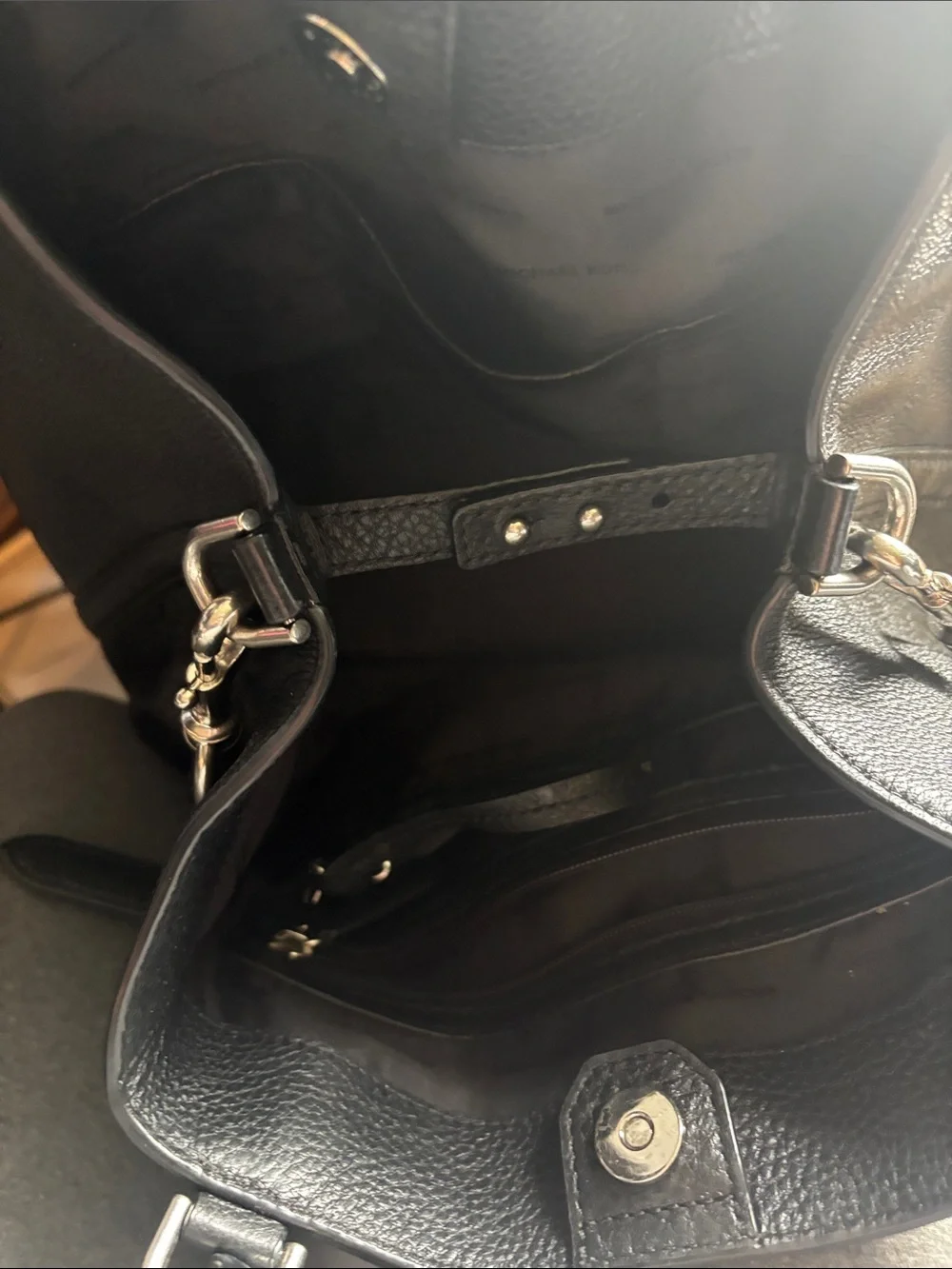 Michael Kors large rare Brooklyn Black Leather Tote with Tassel and Stud Accents - Picture 16 of 17